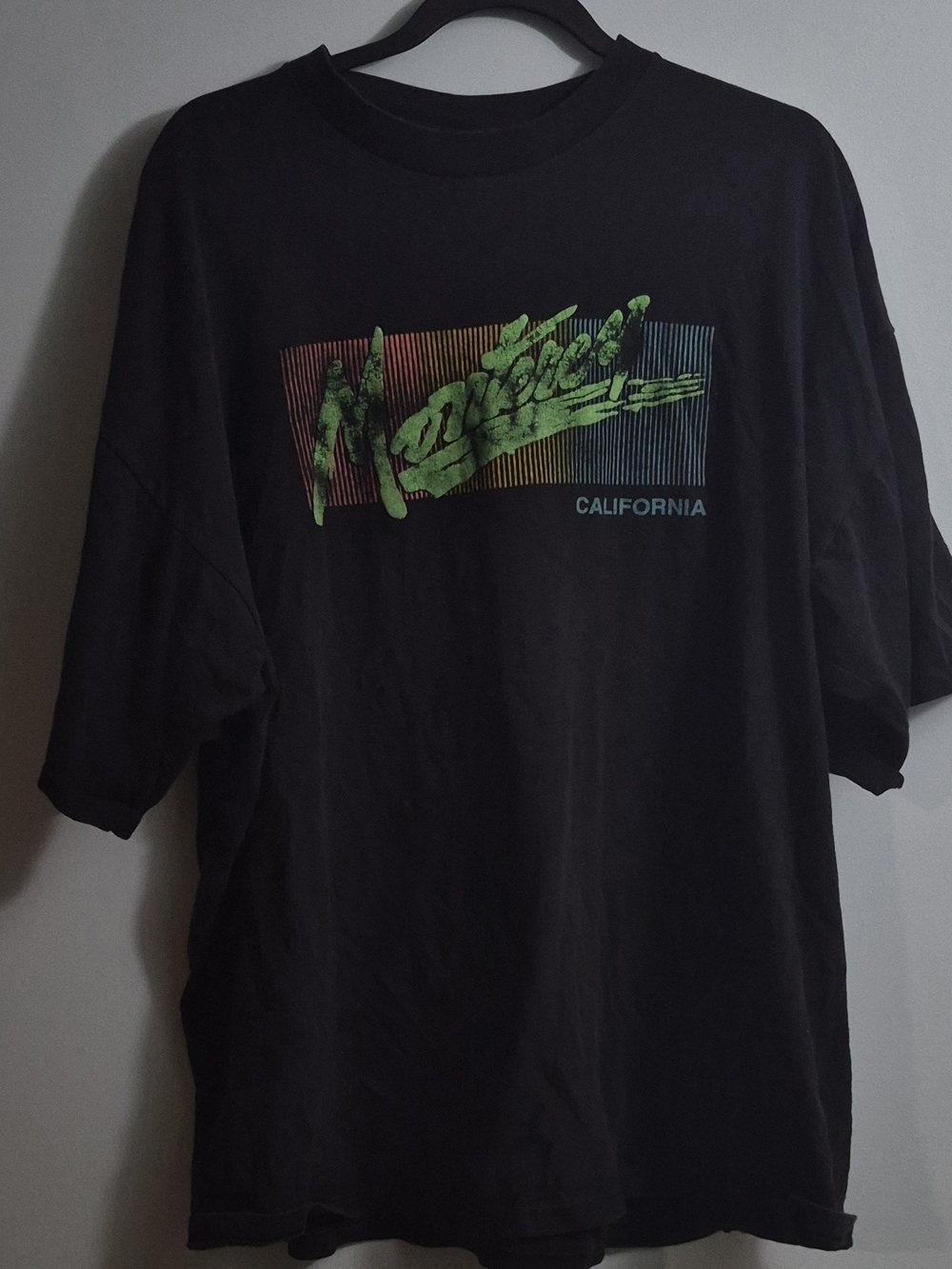 Black Graphic Tee with Green Multi-Color Print - California